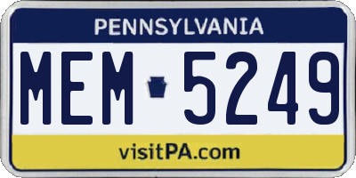 PA license plate MEM5249