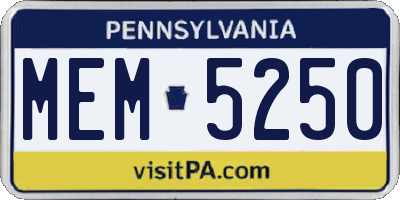 PA license plate MEM5250