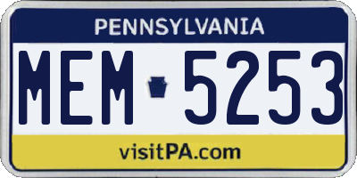 PA license plate MEM5253