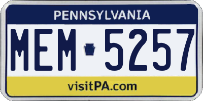 PA license plate MEM5257