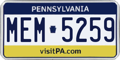PA license plate MEM5259