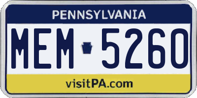 PA license plate MEM5260