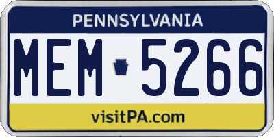 PA license plate MEM5266