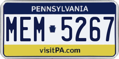PA license plate MEM5267