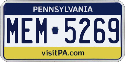 PA license plate MEM5269