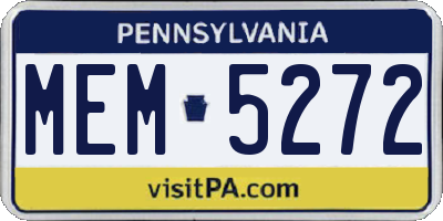 PA license plate MEM5272