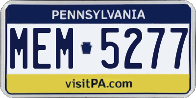 PA license plate MEM5277