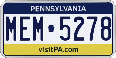 PA license plate MEM5278