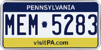 PA license plate MEM5283