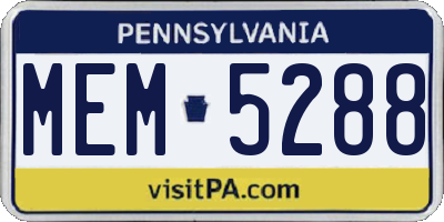 PA license plate MEM5288