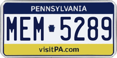 PA license plate MEM5289