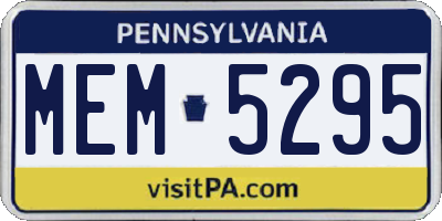 PA license plate MEM5295