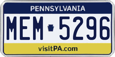PA license plate MEM5296