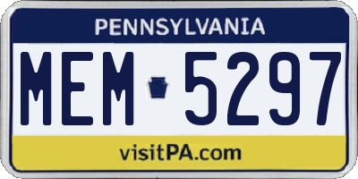 PA license plate MEM5297