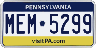PA license plate MEM5299