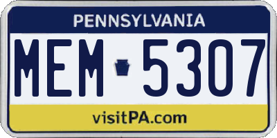 PA license plate MEM5307