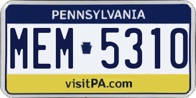 PA license plate MEM5310