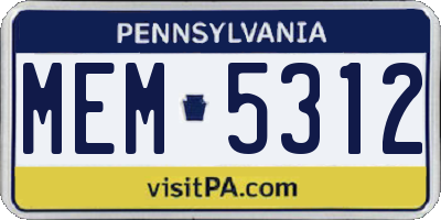 PA license plate MEM5312