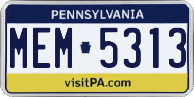 PA license plate MEM5313