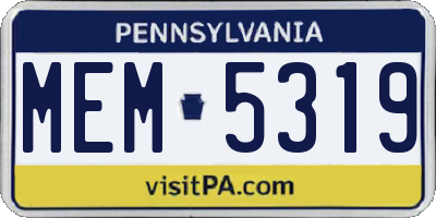 PA license plate MEM5319