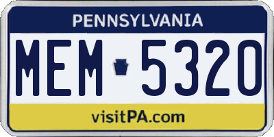 PA license plate MEM5320