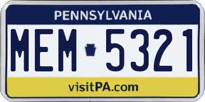 PA license plate MEM5321