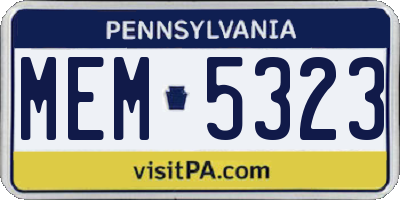 PA license plate MEM5323