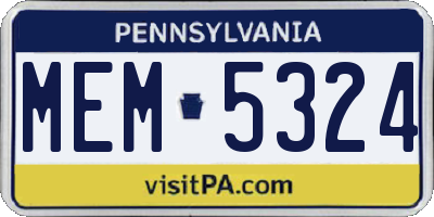 PA license plate MEM5324