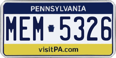 PA license plate MEM5326