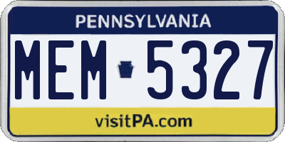 PA license plate MEM5327