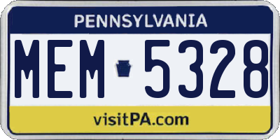 PA license plate MEM5328