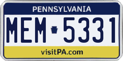 PA license plate MEM5331