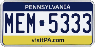 PA license plate MEM5333