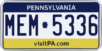 PA license plate MEM5336