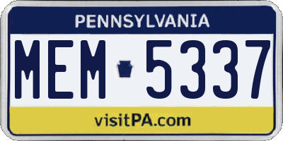 PA license plate MEM5337