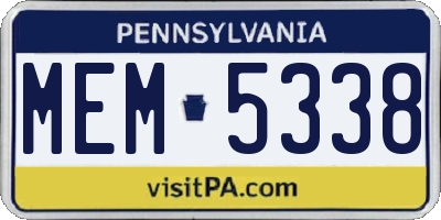 PA license plate MEM5338