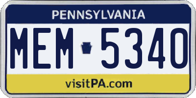 PA license plate MEM5340