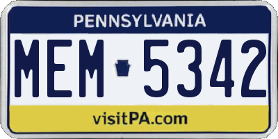 PA license plate MEM5342
