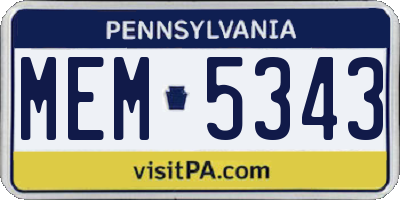 PA license plate MEM5343