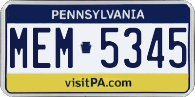 PA license plate MEM5345