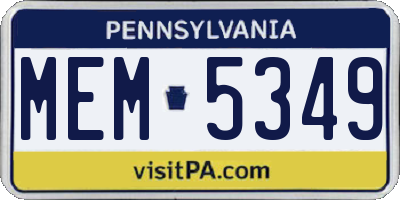 PA license plate MEM5349