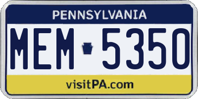 PA license plate MEM5350