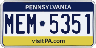 PA license plate MEM5351