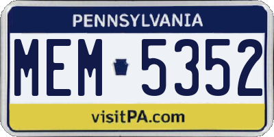 PA license plate MEM5352
