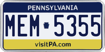 PA license plate MEM5355