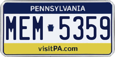 PA license plate MEM5359