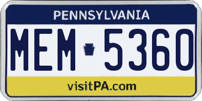 PA license plate MEM5360