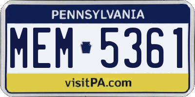 PA license plate MEM5361