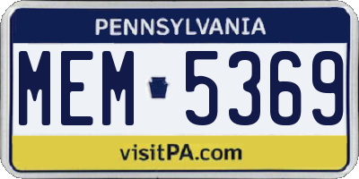 PA license plate MEM5369