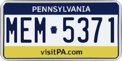 PA license plate MEM5371